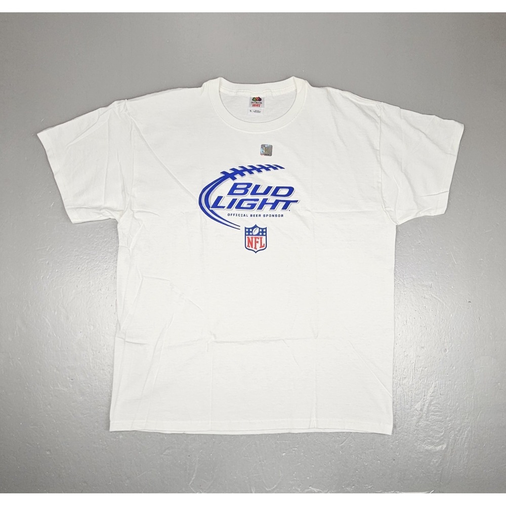 NFL BUD LIGHT Football T-Shirt Mens XL‎ Official Beer Sponsor Y2k Deadstock